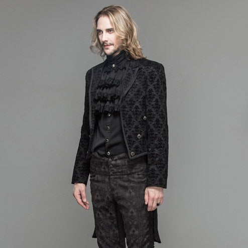 2017 Devil Fashion Gothic Black Men Dress Jacket Coat Steampunk Gentlemen Open Stitch Long Jacket Trench Evening Party Jackets