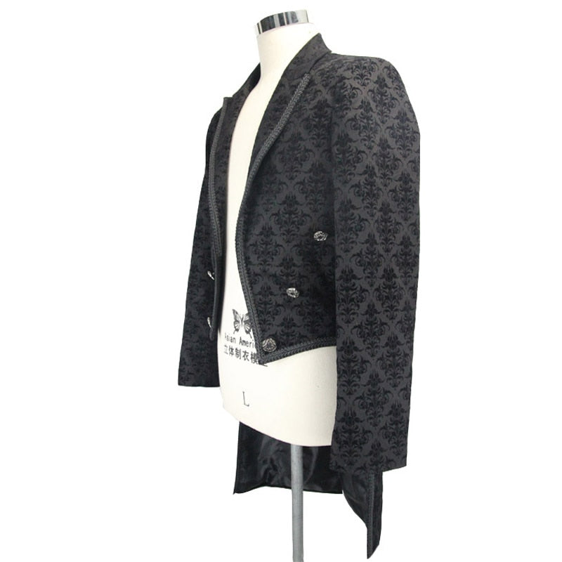 2017 Devil Fashion Gothic Black Men Dress Jacket Coat Steampunk Gentlemen Open Stitch Long Jacket Trench Evening Party Jackets