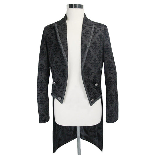 2017 Devil Fashion Gothic Black Men Dress Jacket Coat Steampunk Gentlemen Open Stitch Long Jacket Trench Evening Party Jackets