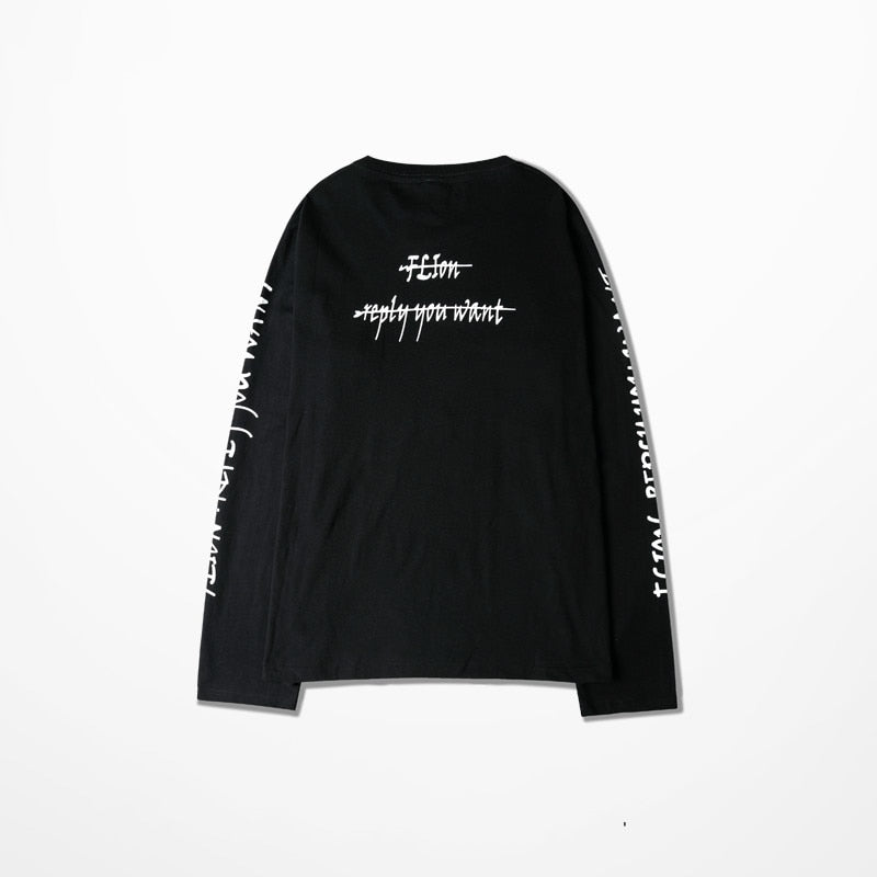 New Fashion Autumn Long Sleeve T Shirts Metrosexual Japanese Retro Loose Top Tee Skateboard Fashion Drake Gothic Letter Long Tee