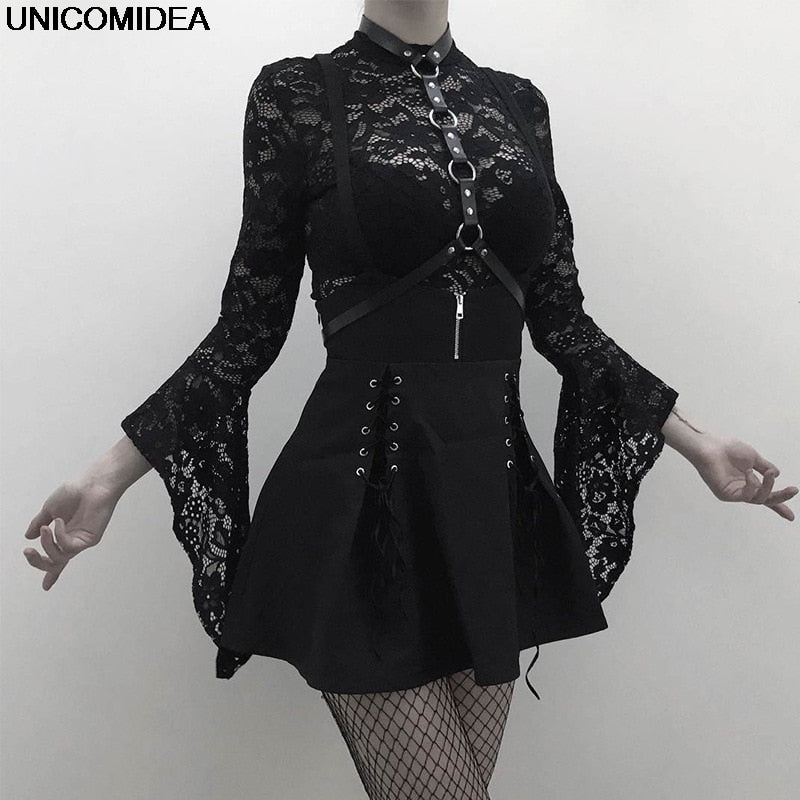 Gothic Women Lolita Dress Lace Bodysuits Vintage Women Punk Lolita Overalls Dress 2PCS Suits Women Sets Cosplay Lolita Costume