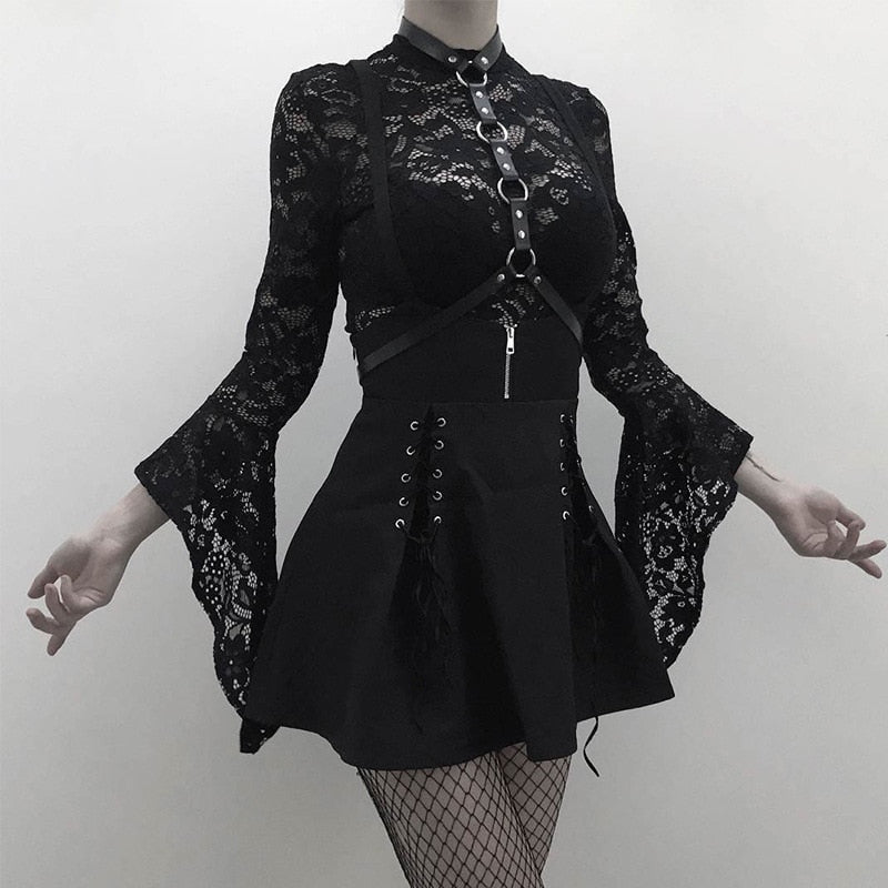 Gothic Women Lolita Dress Lace Bodysuits Vintage Women Punk Lolita Overalls Dress 2PCS Suits Women Sets Cosplay Lolita Costume