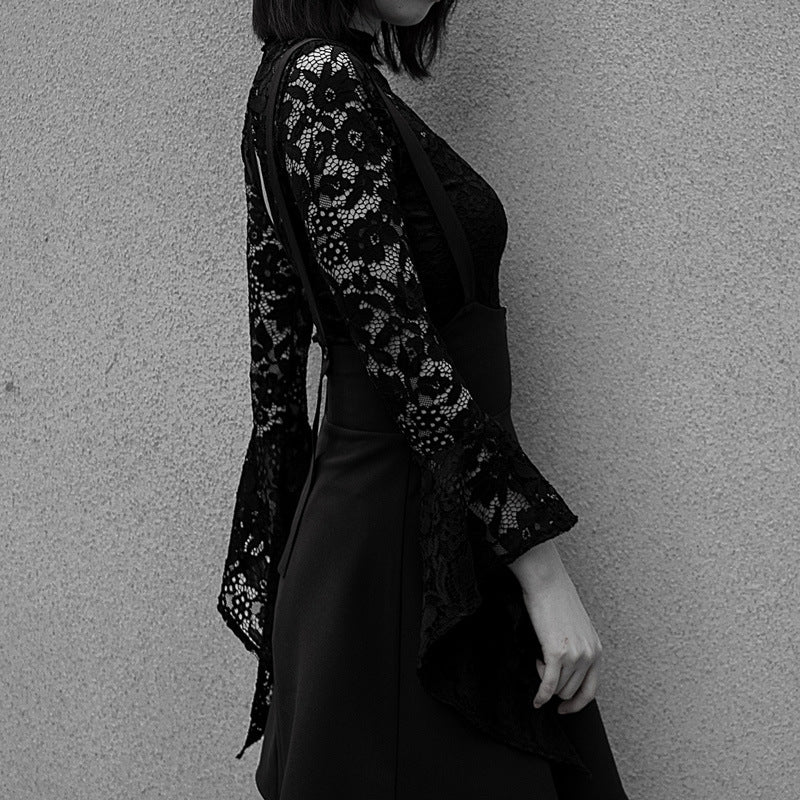 Gothic Women Lolita Dress Lace Bodysuits Vintage Women Punk Lolita Overalls Dress 2PCS Suits Women Sets Cosplay Lolita Costume