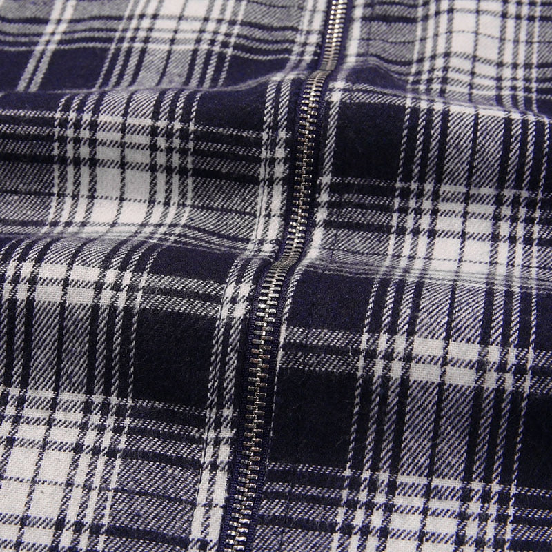 InstaHot Turn Down Collar Gothic T Shirts Women Short Sleeve Preppy Style Plaid Black Crop Tops Zip Up Punk Cute Lovely Tee 2019