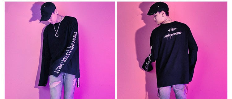 New Fashion Autumn Long Sleeve T Shirts Metrosexual Japanese Retro Loose Top Tee Skateboard Fashion Drake Gothic Letter Long Tee