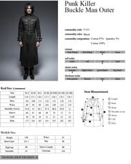 Steampunk Gothic Autumn Winter Stand-Collar Windbreakers Super Handsome Overcoats Punk Killer Buckle Man Outer Long Coats