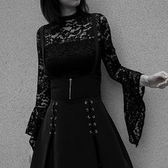 Gothic Women Lolita Dress Lace Bodysuits Vintage Women Punk Lolita Overalls Dress 2PCS Suits Women Sets Cosplay Lolita Costume