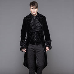 Punk Men's Palace Party Vintage Classical Men Coats Retro Flower Pattern Long Jacket Men's Gothic Jacket